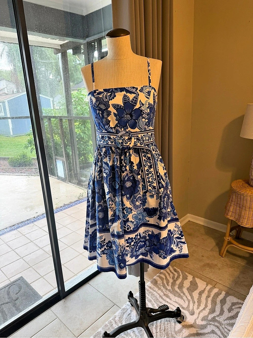 Joie Floral Mini Dress in Blue & White Size 4 Brand New